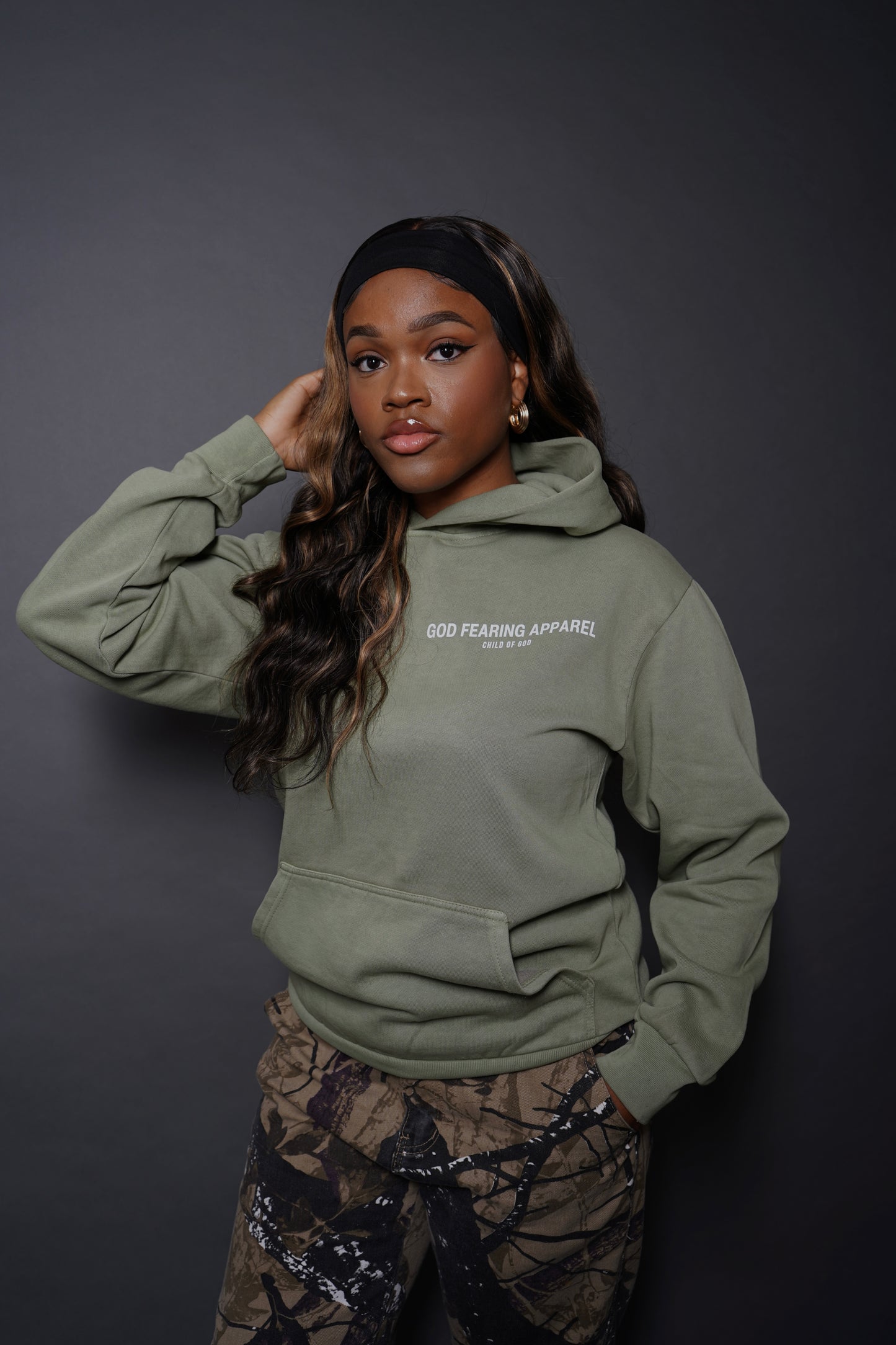 CHILD OF GOD OIL GREEN HOODIE